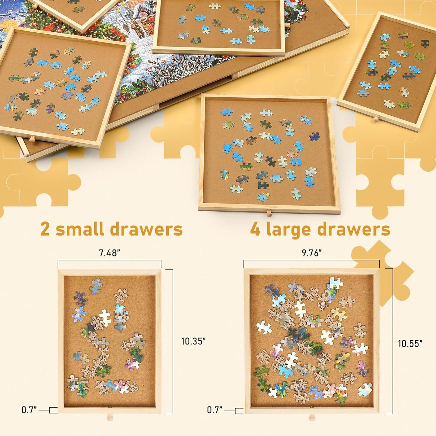 Best Gift - Rotating Jigsaw Puzzle Board with Drawer and Lid, Portable Wooden Jigsaw Puzzle Table