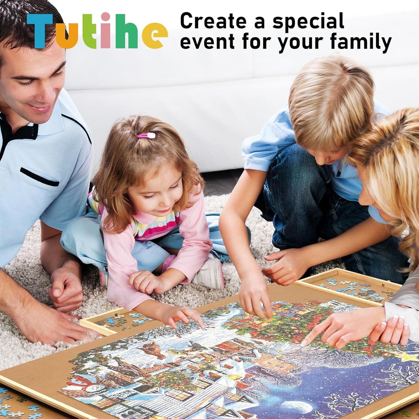 Best Gift - Rotating Jigsaw Puzzle Board with Drawer and Lid, Portable Wooden Jigsaw Puzzle Table